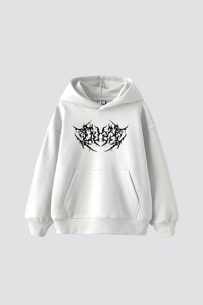 Sekizbiraltı Dusk Printed Oversize Unisex White Hoodie