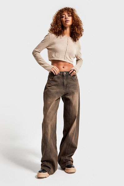 its basic Γυναικείο τζιν σε καφέ χρώμα 2w470 Loose Cut Design