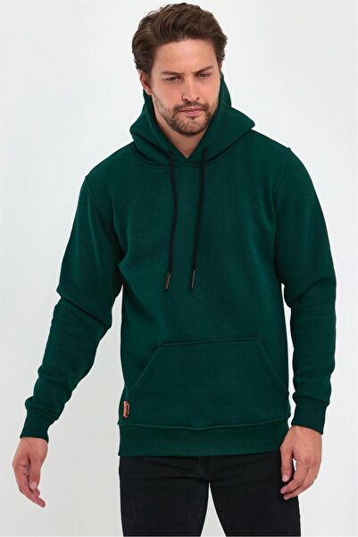 MAXIMILLIAN Темно-зелений світшот з капюшоном і кишенями 1205 - Темно-зелений