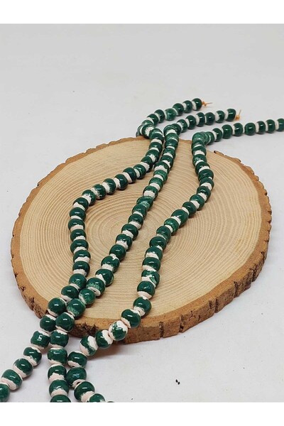 Yasamtohumu Zelene glazirane keramičke perle na nizu 8-9mm/29cm (54304)