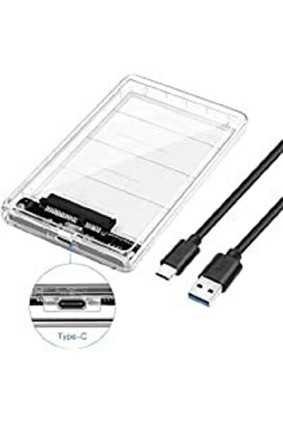 efiksbilisim Harddisk Kutusu Şeffaf 2.5'' Hdd 3.1 To Type-c 6 Gbps Max 4 Tb
