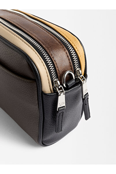 PARFOİS Leopar Desenli Deri Uçlu Çapraz Askılı Çanta