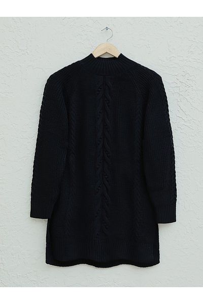 Modamorfo Hair Braided Pompom Knitwear Tunic -Black