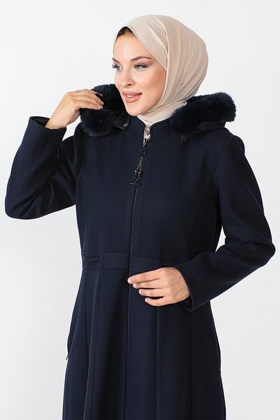 Tesettür Dünyası Kabát na zip po celé délce TSD230803 tmavě modrá