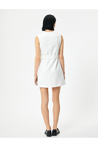 Koton Jacke Kleid Zweireihig Geknöpft Gürtel V-Ausschnitt