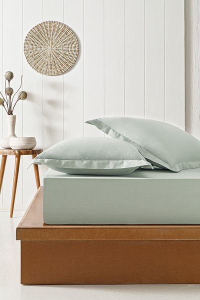 Puffy Naturalis Ranforce Double Fitted Sheet - Sage