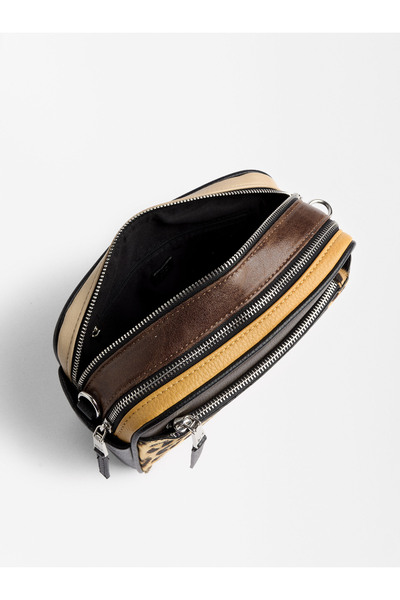 PARFOİS Leopar Desenli Deri Uçlu Çapraz Askılı Çanta