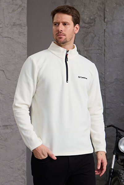 MAXIMILLIAN Ανδρικό φλις μπουφάν με χοντρό μισό φερμουάρ - ECRU