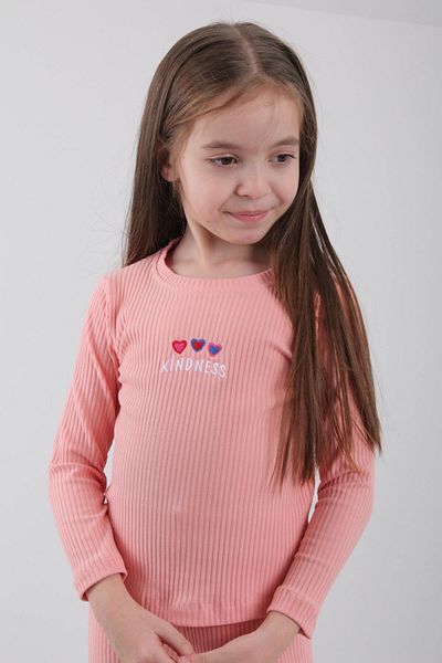 Perendi Φούτερ για κορίτσια 100% βαμβάκι - Kindness and Heart Embroidery, Salmon