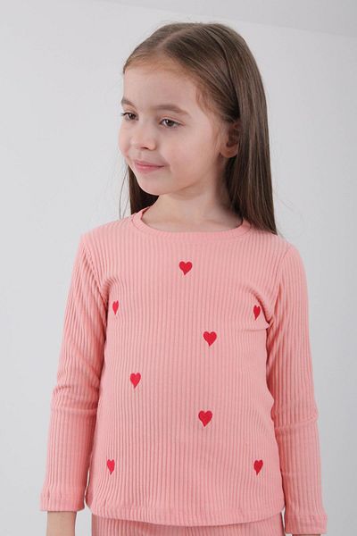 Perendi Κεντητό φούτερ Little Heart για κορίτσι - 100% βαμβάκι, σολομός