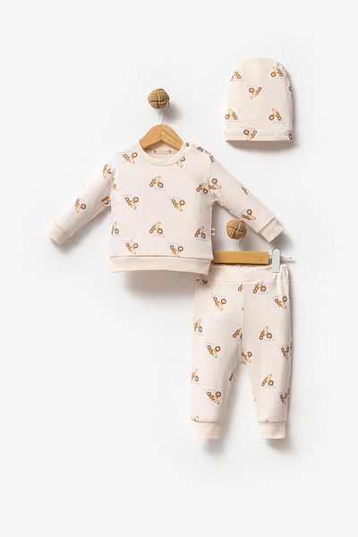 Bubbles 100% Cotton Motor Print Baby 2-Piece Set
