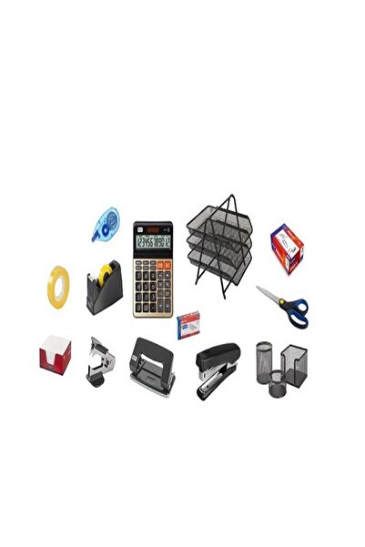 KRAF 13 Parça Ofis Seti + Evrak Rafı - Delgeç - Tel Sökücü - Daksil - Ataş - Zımba Seti