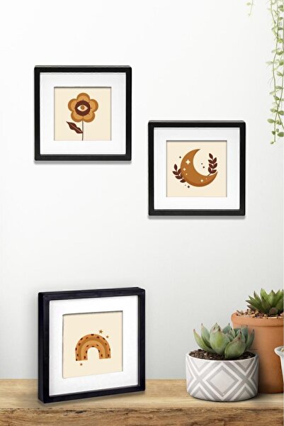 GUPSE Black 14X14Cm Pola Square Photo Frame with Adhesive Removable Mat - Pack of 3 Packaged with Pvc