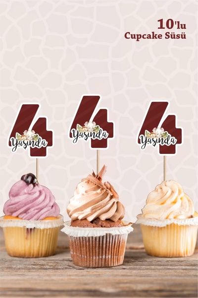 neşeli günlerim Animali Safari Pastel 4 ani Cupcake Ornament *10 Pachet Hârti...