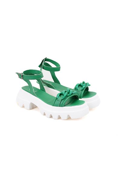 Desa Sandale de damă din piele verde