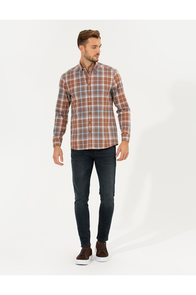 Pierre Cardin Bordo Regular Fit Uzun Kollu Gömlek 50265979-VR014