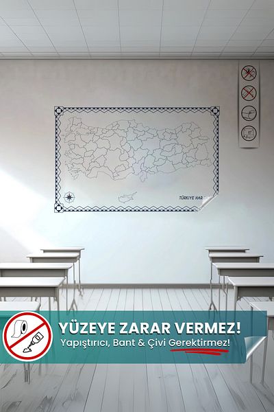 Pi Papers Mute Turkey Map, City Division Map, Summer Erase, Static Holding Non-Adhesive Smart Paper