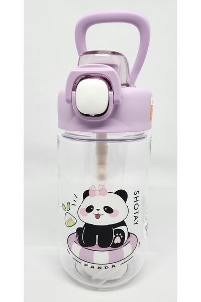 Shotay St-7011 500ml Pipetli-pipetsiz Tritan Mor Şeffaf Matara Taşıma Aparatlı