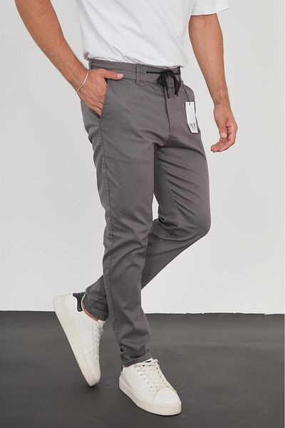 MODA Smoked Color Belt Detail Gabardin Jogger Pants