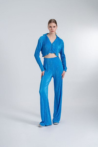 HOLLY LOLLY Elastische Taille, flexible, bequeme Hose, Blau