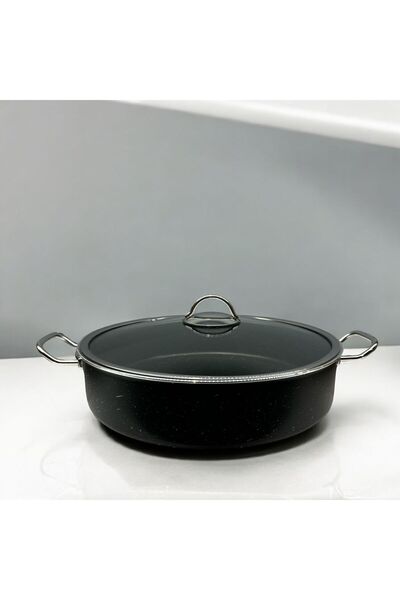 Peramari Granite Black Pot - 32 Cm, Oblate Design, Tuna House