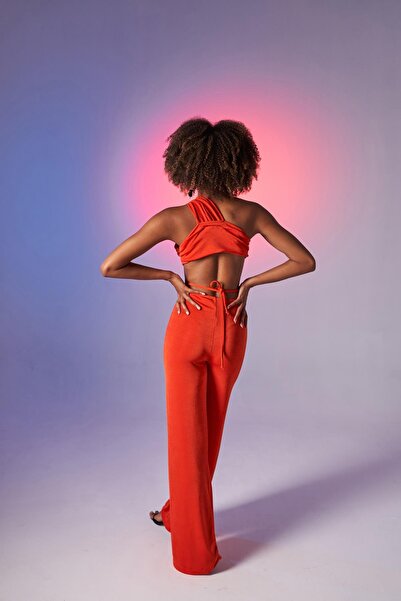 HOLLY LOLLY Spodnie Beatrice pomarańczowe