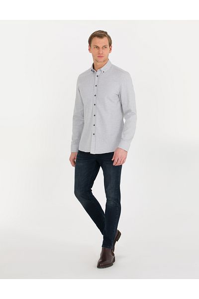 Pierre Cardin Γκρι Slim Fit μακρυμάνικο πουκάμισο 50265762-vr024