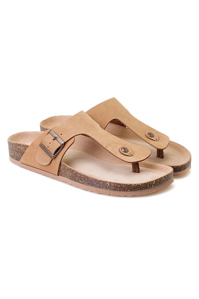 Desa Karen Brown Men's Flip Flops Nubuck Leather Slippers