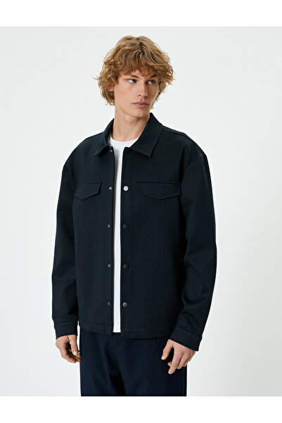 Koton Hemdjacke mit klassischem Kragen – Taschendetail und Druckknopf