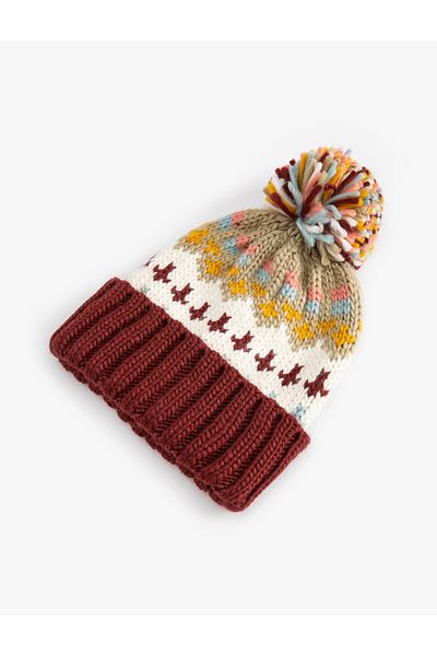 Koton Beret Patterned Pompom Knitwear Knitted