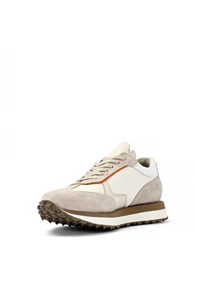 Celal Gültekin Erkek Bej Bağcıklı Kalın Tabanlı Süet Deri Sneaker