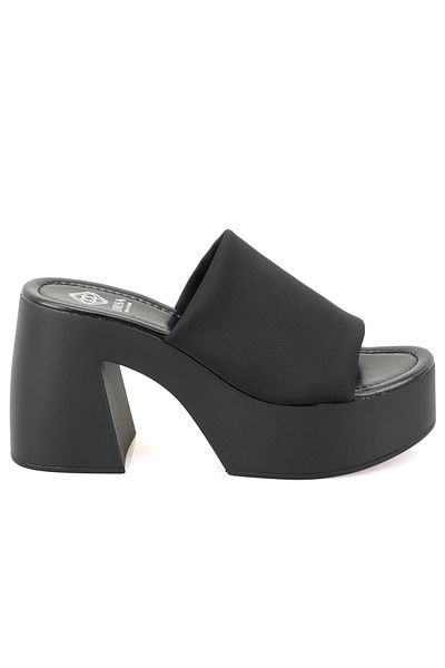 Desa Haley Black Women's Platform Heeled Slippers