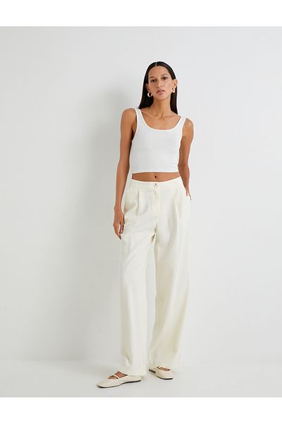 Koton Palazzo Trousers Normal Waist Viscose Pocket Detailed