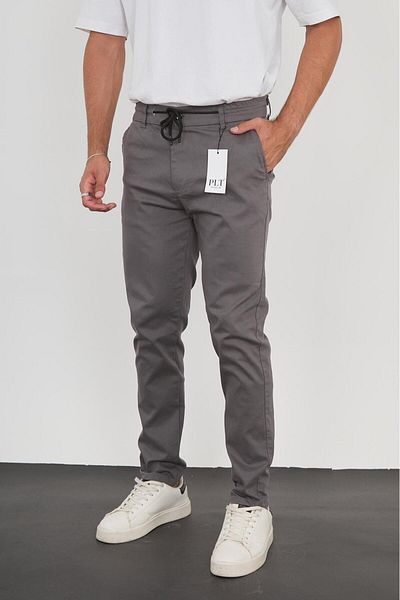 MODA Smoked Color Belt Detail Gabardin Jogger Pants