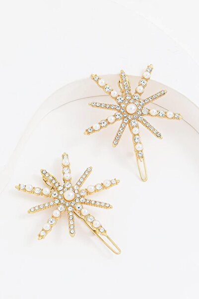 New Obsessions Seria de Anul Nou - Închidere cu clemă cu piatră de cristal de lux și perle, pachet de 2