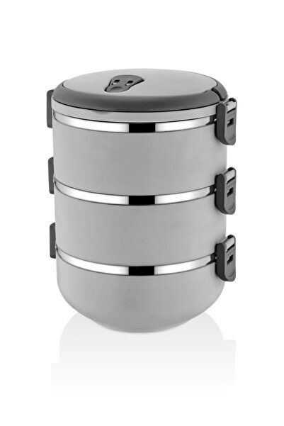 MOBGİFT Mobgift Freshbox 3 Katlı Sefer Tası Yemek Termosu (Gri)