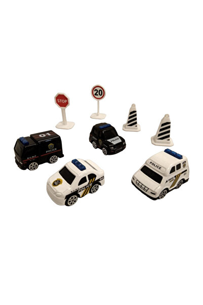 SmartFox Oyuncak Polis Araçları Seti - 8 Parça - Metal - Oyuncak Polis Arabası