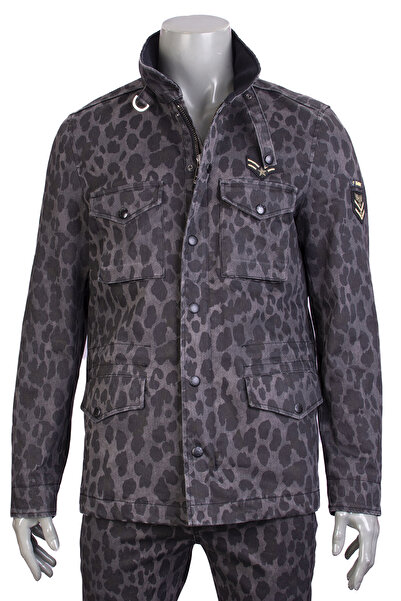 Mondo Antrasit Leopar Desenli Ceket