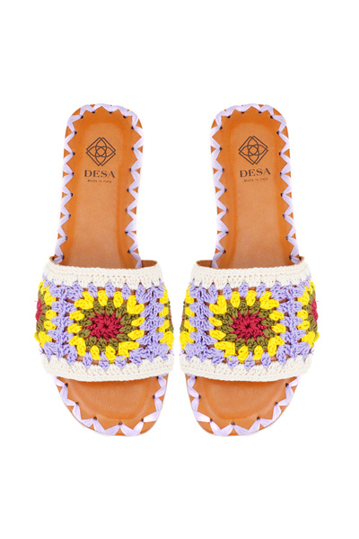 Desa Women's Lilac Knitwear Braided Slippers