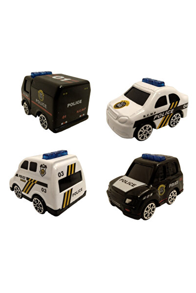 SmartFox Oyuncak Polis Araçları Seti - 8 Parça - Metal - Oyuncak Polis Arabası