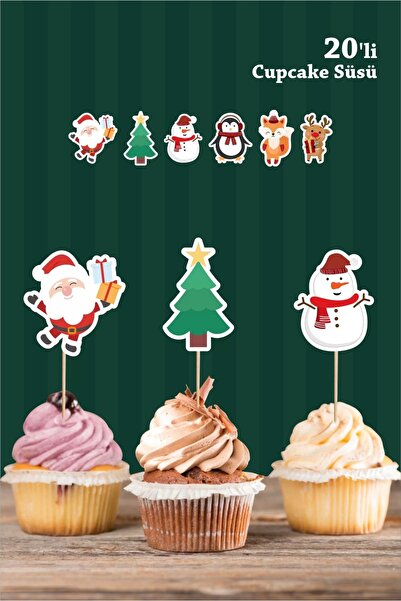 neşeli günlerim ديكور الكب كيك بمفهوم الشتاء * مع أعواد الأسنان 20 قطعة من ال...