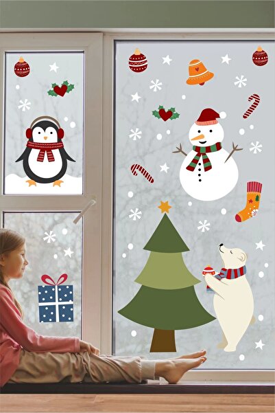 neşeli günlerim Christmas Themed Glass Wall Furniture Sticker