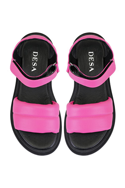 Desa Women's Pink Wedge Sole Leather Sandals