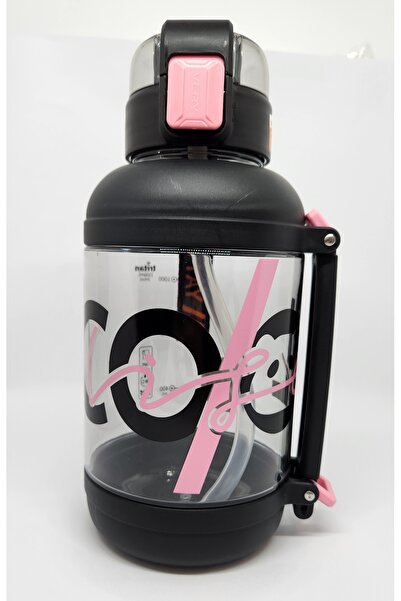 Shotay ST-7227 1500ML Pipetli-Pipetsiz Tritan Siyah Şeffaf Matara Taşıma Apar...