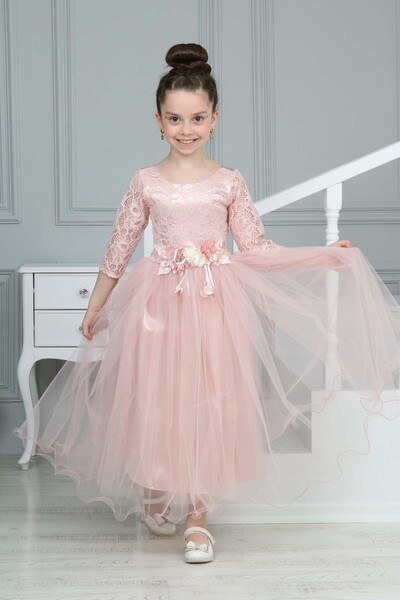 Pantulux Devojčina Čipka guipure Sa deznom večernja haljina