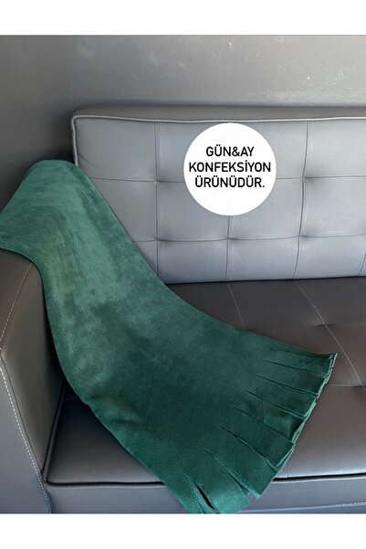 GÜN&AY TEKSTİL Σμαραγδένιο πράσινο χειμωνιάτικο σάλι από φλις-σάλι ώμου