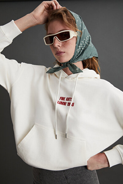 GRIMELANGE Dámská mikina Joyner Ecru s výšivkou