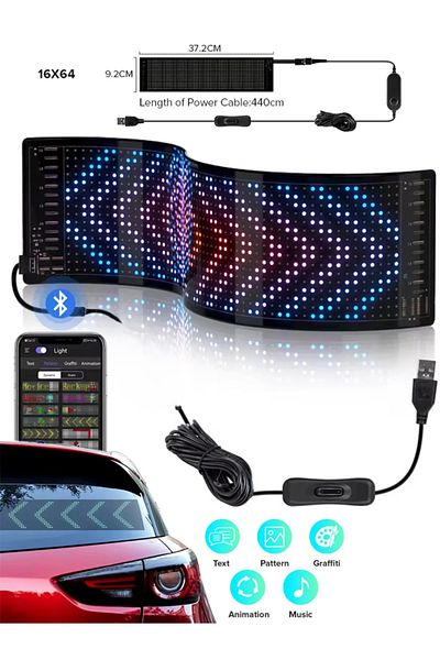 MATECHNO Rgb Led Matrix Panel - App Control Controlled, Workplace Automobile Truck Sticking Screen