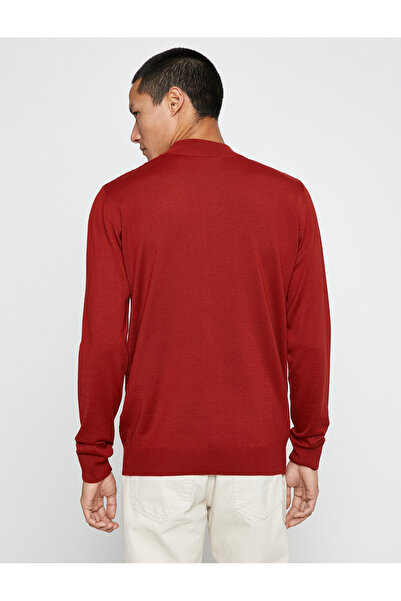 Koton Βασικό πλεκτό πουλόβερ με μισό ζιβάγκο με μακρυμάνικο γεωμετρικό σχέδιο