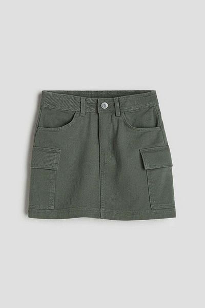 H&M تنورة شحن باللون الكاكي